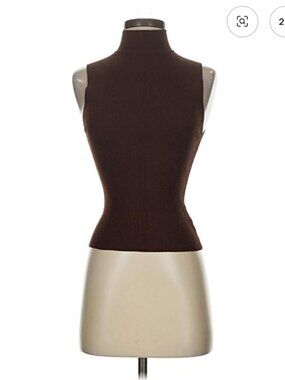 Express XS Brown sleeveless ribbed mockneck tank